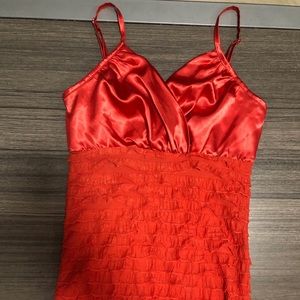 Red strap top